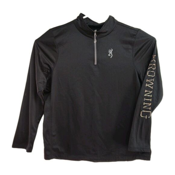 Browning 1/4-Zip Sweatshirt Men's Size XL Black Embroidered Logo Mock Neck - Picture 1 of 11